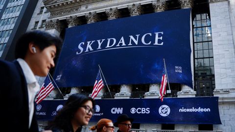 El logotipo de Skydance, en la Bolsa de Nueva York