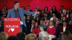 El presidente del Gobierno, Pedro S�nchez, durante el acto de presentaci�n de la candidatura de Daniel P�rez a la alcald�a de M�laga