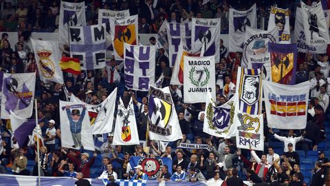 La grada de los Ultra Sur en el Santiago Bernab�u.