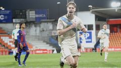 Xabi Campos, jugador del Deportivo, celebrando el 2 a 2