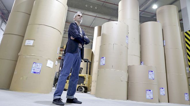 Xoel L&oacute;pez en la rotativa de La Voz, en la sesi&oacute;n de fotos de la entrevista que se public&oacute; la semana pasada. 