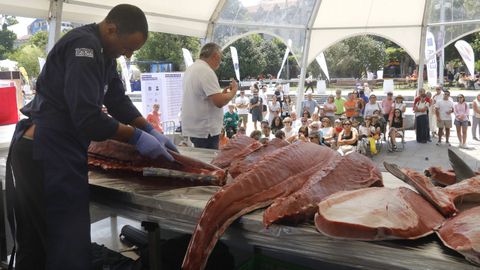 El ronqueo del at�n rojo ayer en el Vigo SeaFest, en los jardines de Montero R�os.