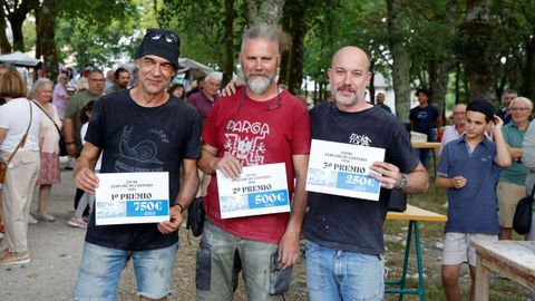Los tres ganadores del concurso de canter�a: de izquierda a derecha, Marcos Escudero P�rez, Jes�s Javier Varela Quint�s y Emilio Jos� Gonz�lez Mart�nez