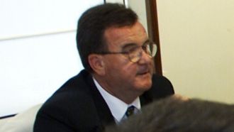 Jos&eacute; Luis M&eacute;ndez en una cena por el ascenso del Racing a Segunda en el a&ntilde;o 2000.