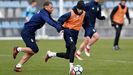 Fabbrini Valentini Requexon Real Oviedo.Fabbrini y Valentini, durante un entrenamiento