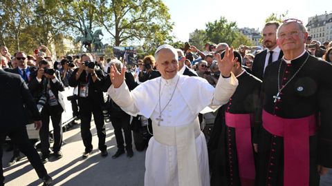 Leon XIV�durante su visita a Francia