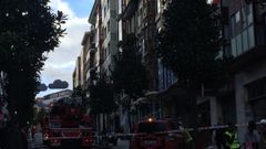 Incendio en la calle del Rosal de Oviedo
