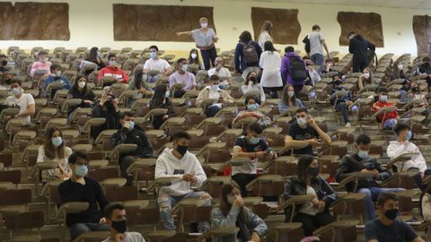 Imagen de una clase este año en la Facultad de Económicas de la USC