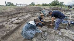 Un aspecto de una de las campa�as arqueol�gicas realizadas en el yacimiento romano de Proendos