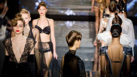 La actriz Bibiana Fernández ha protagonizado la sorpresa del desfile desfilando con alguno de los modelos de Sardá.