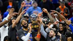 Los Knicks celebran su clasificaci�n para las Finales de la NBA.