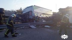 Accidente m�ltiple en la autopista del Cant�brico, a la altura de Corvera
