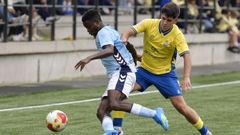 Suleman Abubakar, en el las Palmas-Celta de la ida de cuartos de la Copa de Campeones.