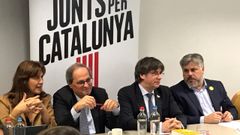 Laura Borrs, Quim Torra, Carles Puigdemont y Andrs Batet, ayer en Blgica. 