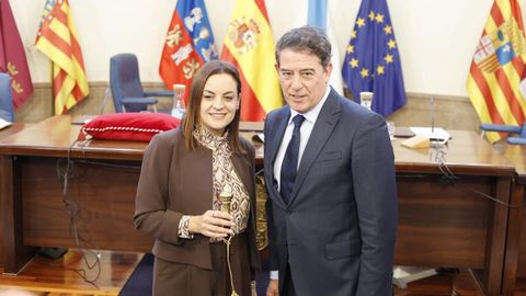 Carmela L�pez con�Jos� Ram�n G�mez Besteiro, secretario general del Partido Socialista de Galicia.
