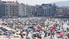 Playa de Silgar en Sanxenxo abarrotada