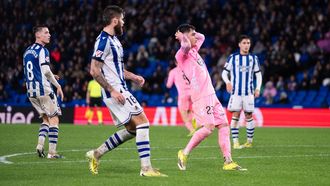 El jugador del Celta Hugo �lvarez lamenta una ocasi�n fallada frente a la Real Sociedad en Anoeta.