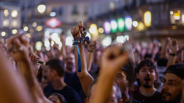 Concentraci�n en la Puerta del Sol, en Madrid, en protesta por la situaci�n de la vivienda.