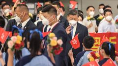 El presidente chino, Xi Jinping, ayer de visita en Hong Kong. 