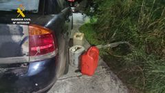 Imagen de las garrafas con combustible robado 