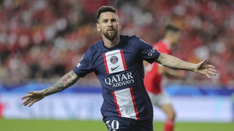 Leo Messi.Leo Messi celebra un gol con el PSG