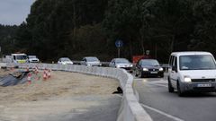 Obras en la N-642 donde se produjo el socav�n