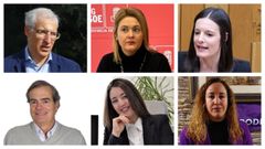 De izquierda a derecha y de arriba a abajo, los cabezas de lista al Congreso en la provincia de Lugo: Francisco Conde (PP), Patricia Otero (PSOE), Olalla Rodil (BNG), Jes�s Primitivo Rodr�guez Gonz�lez (Vox), Reyes Rodr�guez Garc�a (Frente Amplio) y Ximena Cheda Tuya (Podemos)