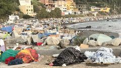 Imagen de este s�bado de la playa del Trampol�n de Ceuta.