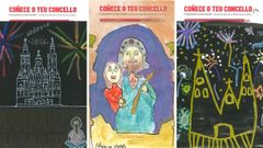 De esquerda a dereita, os dous acc�sits na modalidade de debuxo, realizados por Martina Otero e Lola Catoira, y e o ga�ador, obra de Rub�n Andrade