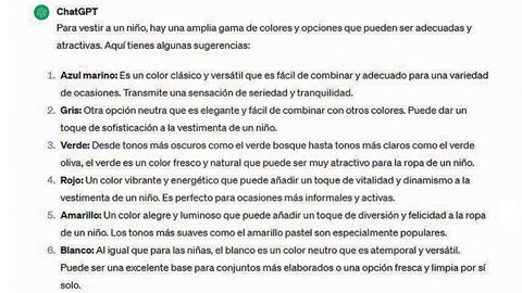 Los colores que aconseja para vestir a un nio