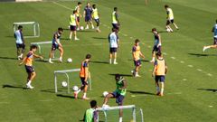 Los jugadores del Celta Fortuna, en un entrenamiento.