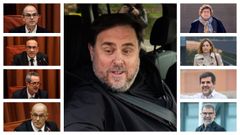 Oriol Junqueras, Jordi Turull, Josep Rull, Joaquim Forn, Ra�l Romeva, Dolors Bassa, Carme Forcadell, Jordi S�nchez y Jordi Cuixart; presos independentistas catalanes