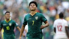 Miguelito Terceros, celebrando su gol ante Surinam.