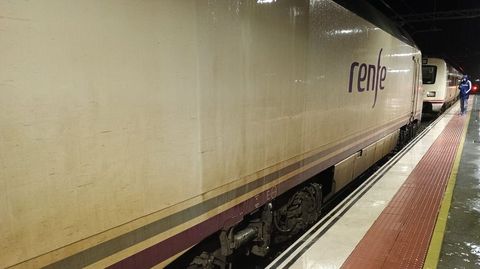 El tren procedente de Barcelona, a su llagada a la estaci�n de Monforte