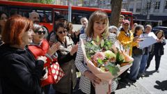 Mar�a P�rez, trabajadora de la farmacia Castro de la plaza de Espa�a, en su �ltimo d�a de trabajo