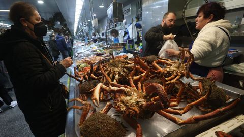 Mercado de plaza de Lugo en vspera de Nochevieja