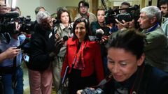 La ministra de Defensa, Margarita Robles, a su salida de la comparecencia a petici�n de PP en una comisi�n del Congreso.