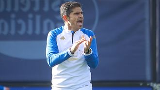 Antonio Hidalgo, durante un entrenamiento con el Deportivo.