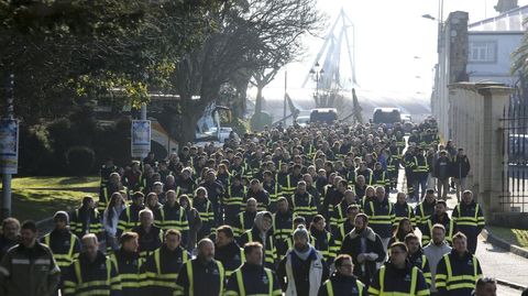 Una manifestaci�n de la plantilla de Navantia, en foto de archivo 