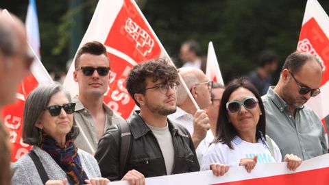 Xurxo Doval, en una manifestaci�n junto a cargos del PSdeG.