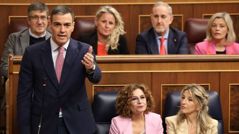 El presidente del Gobierno, Pedro Sánchez, en la sesión de control al Ejecutivo en el Congreso de los Diputados este miércoles.