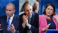 De izquierda a derecha, Micheal Martin, Simon Harris y Mary Lou McDonald.