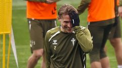 El jugador del Celta Carl Starfelt, en un entrenamiento de la pasada campa�a.