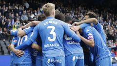 Los jugadores del Deportivo, celebrando un gol en un encuentro en Riazor.