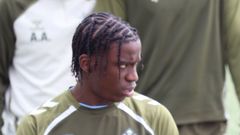 El futbolista del Celta Ilaix Moriba, en un entrenamiento.