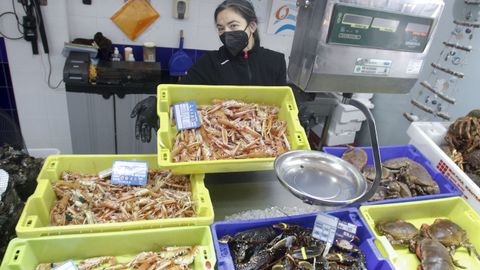 Cigalas desde 50, bogavante a 65 y centollas desde 20 euros el kilo. No hay percebes y si el tiempo permite capturas en los pr�ximos d�as rozar�n los cien euros. Navajas y almeja rondan los 20. 