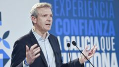 Intervenci�n de Alfonso Rueda durante un mitin en la campa�a de las elecciones auton�micas del 18 de febrero del 2024.