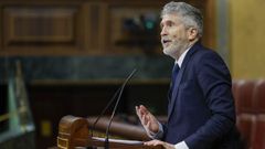 El ministro del Interior, Fernando Grande-Marlaska, durante el pleno del Congreso