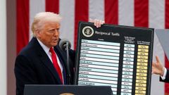 Donald Trump muestra la tabla de aranceles impuestos por la Administraci�n estadounidense a varios pa�ses.