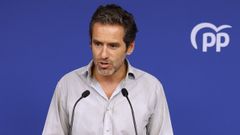 El portavoz del PP, Borja Smper, en la sede de Gnova